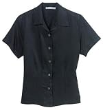NEW Port Authority Signature - Ladies Palm Tree Jacquard Camp Shirt Black-1X