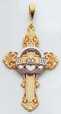 14kt Two-Tone Gold Claddagh Cross - D1517