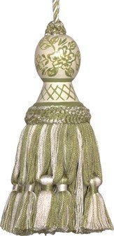 123 Creations CB046G-5.5 Inch Provencal Green Toile - Hand Painted Tassel 123 Creations CB046G-5.5 Inch Provencal Green Toile - Hand Painted Tassel
