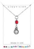 Clayvision Volleyball/Water Polo Charm Necklace with Birthstone/Team Color Swarovski Crystal