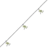 Sterling Silver Dragonfly Charm and Chain Anklet Ankle Bracelet Adjustable 9-10 Rhodium Plated