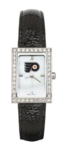 Philadelphia Flyers Women's Black Leather Strap Allure Watch