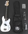 SX BG1K 3/4 WT White Bass Guitar Package w/BA1565 AMP and Instructional DVD