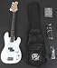 SX BG1K 3/4 WT White Bass Guitar Package w/BA1565 AMP and Instructional DVD