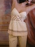 $345 New CATHERINE MALANDRINO Cream Empire Pleat Top L