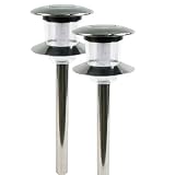 Harvest Brand Two Tiered Stainless Steel Solar Lights (Set of 2)
