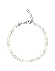 Chamilia Leather White Metallic Braided Bracelet for Beads Charms