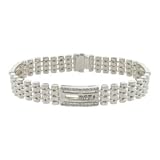 14K White Gold Men's Handmade Panther Bracelet Floating Diamond 8