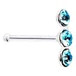 Sterling Silver Aqua Trio Gem Nose Bone