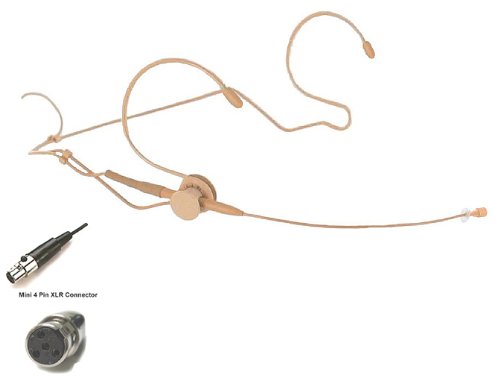 AV-JEFE AVL634 Professional Tan Headset Microphone (Tan Color, with Shure Mini 4 Pin XLR Connector)