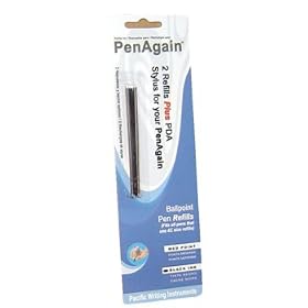 Black Refill 2 pack + bonus PDA stylus by PenAgain