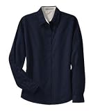 Port Authority - Ladies Long Sleeve Easy Care Shirt Navy/Light Stone-XS