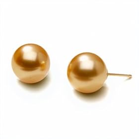 18K yellow gold 10 mm Golden South Sea cultured pearl earrings by 