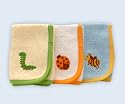Little Twig Soft Baby Terry Washcloth Set Includes Caterpillar, Lady Bug and Bumble Bee Designs - Made in USA