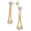 14K 2-TONE DANGLE EARRINGS WITH POST