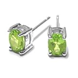 Sterling Silver 1.80CT Oval Peridot Earrings