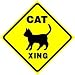 CAT CROSSING sign * street pet animal caution