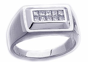 0.50Ct. 14K. White Gold Invisible Diamond Men's Ring