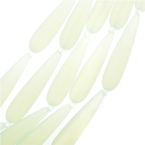 Cultured Sea Glass, Long Teardrop Beads 38x9mm, 5 Pieces, Moonstone Opal