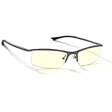 Gunnar Optiks ST003-C011 Emissary Semi-Rimless Advanced Computer Glasses with Squared Off Lenses and Amber Tint, Mercury Frame Finish