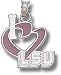LSU Tigers Solid Sterling Silver ''I Heart LSU'' 3/4'' Enamel Pendant