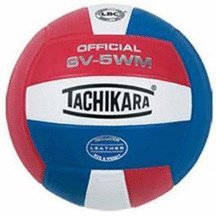Performance Leather Volleyball from Tachikara (Scarlet / White / Royal)
