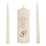Celebration Candles Wedding Unity Candle Set, with 9-inch Pillar with Double Heart Motif and 