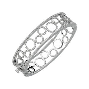 Genuine IceCarats Designer Jewelry Gift 14K White Gold Diamond Bangle Bracelet. 6 7/8 Ct Tw Diamond Bangle Bracelet Diamond Bangle Bracelet In 14K White Gold