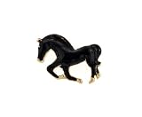 Hand enameled black horse lapel pin