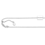 14K White Gold Adjustable Box Link Chain (0.7mm) 22 Inch