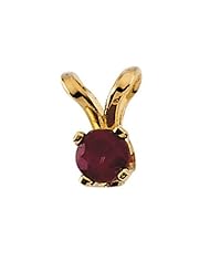 Childrens 14k Yellow Gold Rhodolite Garnet Solitaire June Birthstone Pendant Necklace, 15"