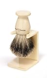 Edwin Jagger 9ej947sds Handmade Imitation Ivory Shaving Brush with Drip Stand, Ivory, Small