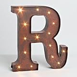 12" - Rustic Brown - Metal - Battery Operated - LED - Lighted Letter "R" | Gerson Wall Decor (92686) by Gerson