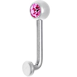 14 Gauge 5mm Pink Gem Vertical Hood Piercing -7/16" 2mm Rise