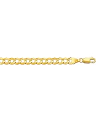 14K 22" Yellow Gold 4.7mm Polish Diamond Cut Comfort Curb Chain With Lobster Clasp