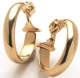 Monet Polish Hoop Clip Earrings GOLDTONE