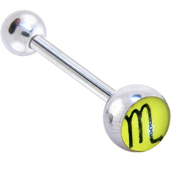 Zodiac Sign SCORPIO SYMBOL Logo Barbell Tongue Ring