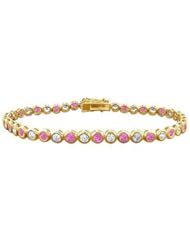Pink Sapphire and Diamond Tennis Bracelet 14K Yellow Gold 3.00 CT TGW