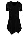 [DRSKIN] WS05 Women Handkerchief Hem Short Sleeve Long Tunic Top. (XL, Black)