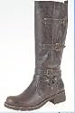 Ladies Adjustable Calf Wide Fit Biker Boots Brown