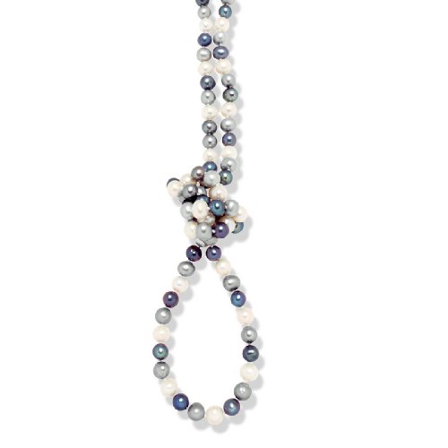 Valero Pearls Valero Classics Damen-Halskette S&uuml;&szlig;wasser-Zuchtperlen wei&szlig; / silber/ dunkelb Preisvergleich