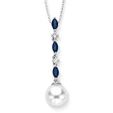 Cultured Freshwater Pearl with 3/8 ct. Sapphire and 0.04 ct. Diamond Pendant in 14K White Gold