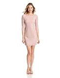 Adrianna Papell Women's Long Sleeve Lace Dress, Blush, 12