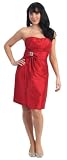 Strapless Bow Formal Bridesmaid Short Prom Dress #735 (8, Red)