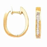 10k Yellow Gold & Princess-Cut Diamond Oval Drop Hoop Earrings (0.25ctw)