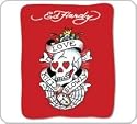 Ed Hardy Fleece Decke Love kills slowly Totenkopf - rot 150x200 cm