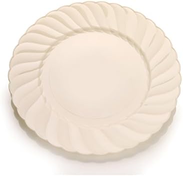 Elite Settings 18 Count Trendi Dessert Plates, 6-Inch, Ivory