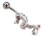 Pink Crystal Eyes Tail Dragon Steel Belly Ring Barbell