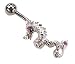Pink Crystal Eyes Tail Dragon Steel Belly Ring Barbell