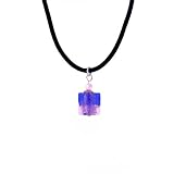 Necklace-N291-MuranoGlass&FirePolishedGlassStyle-SquareShape~Blue&Pink